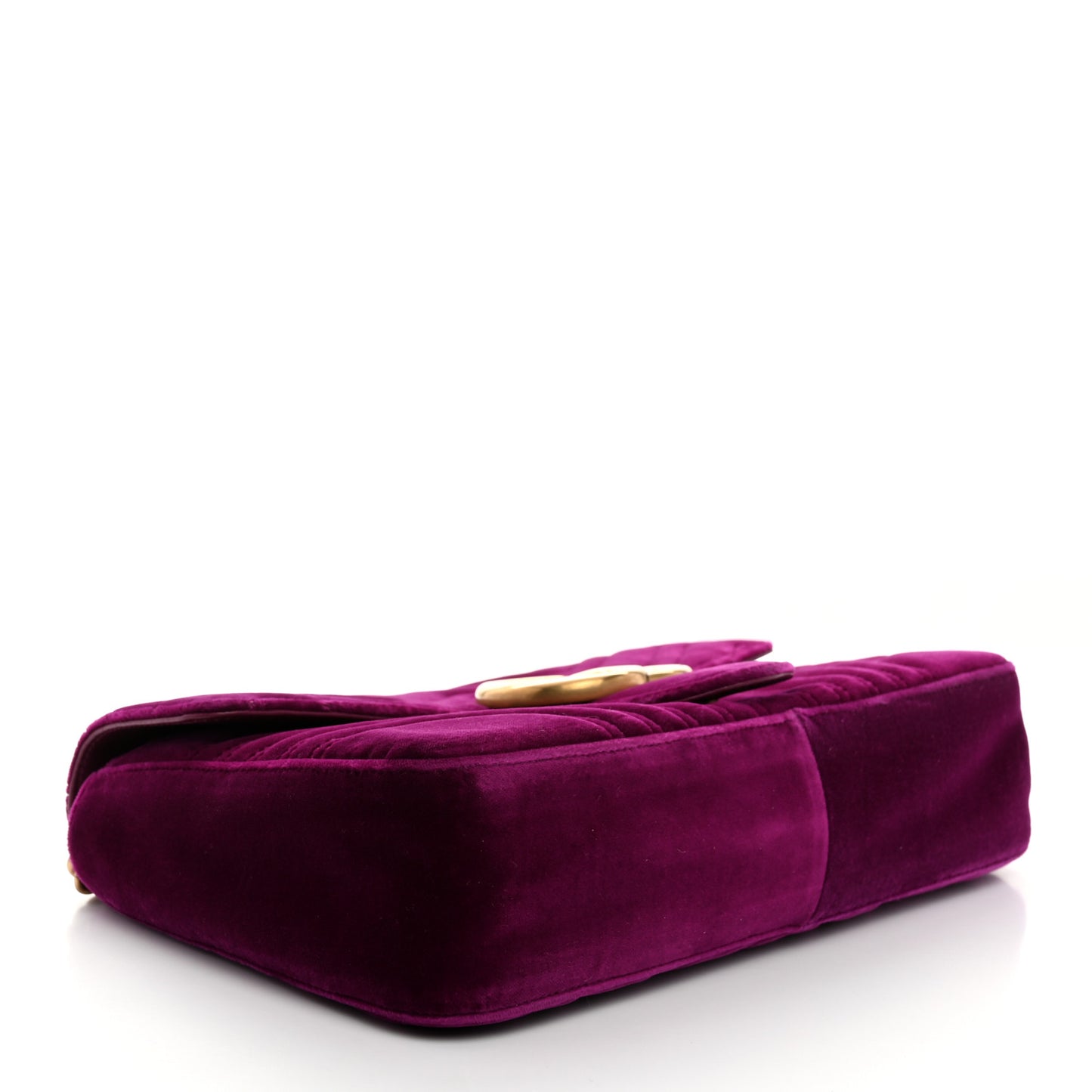 Velvet Matelasse Medium GG Marmont Shoulder Bag Fuchsia Violet Cyclamen
