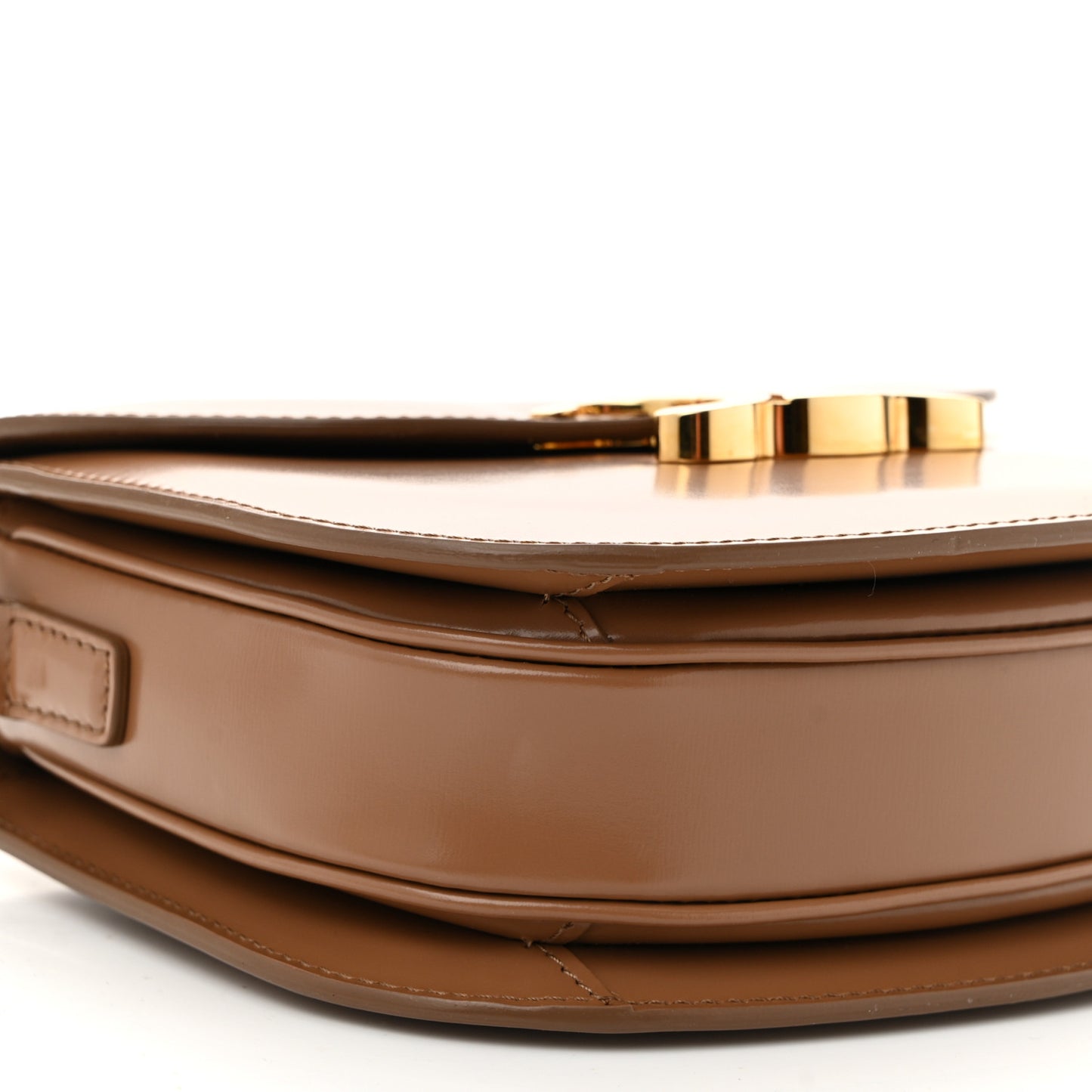 Shiny Calfskin Besace Clea Triomphe Bronze