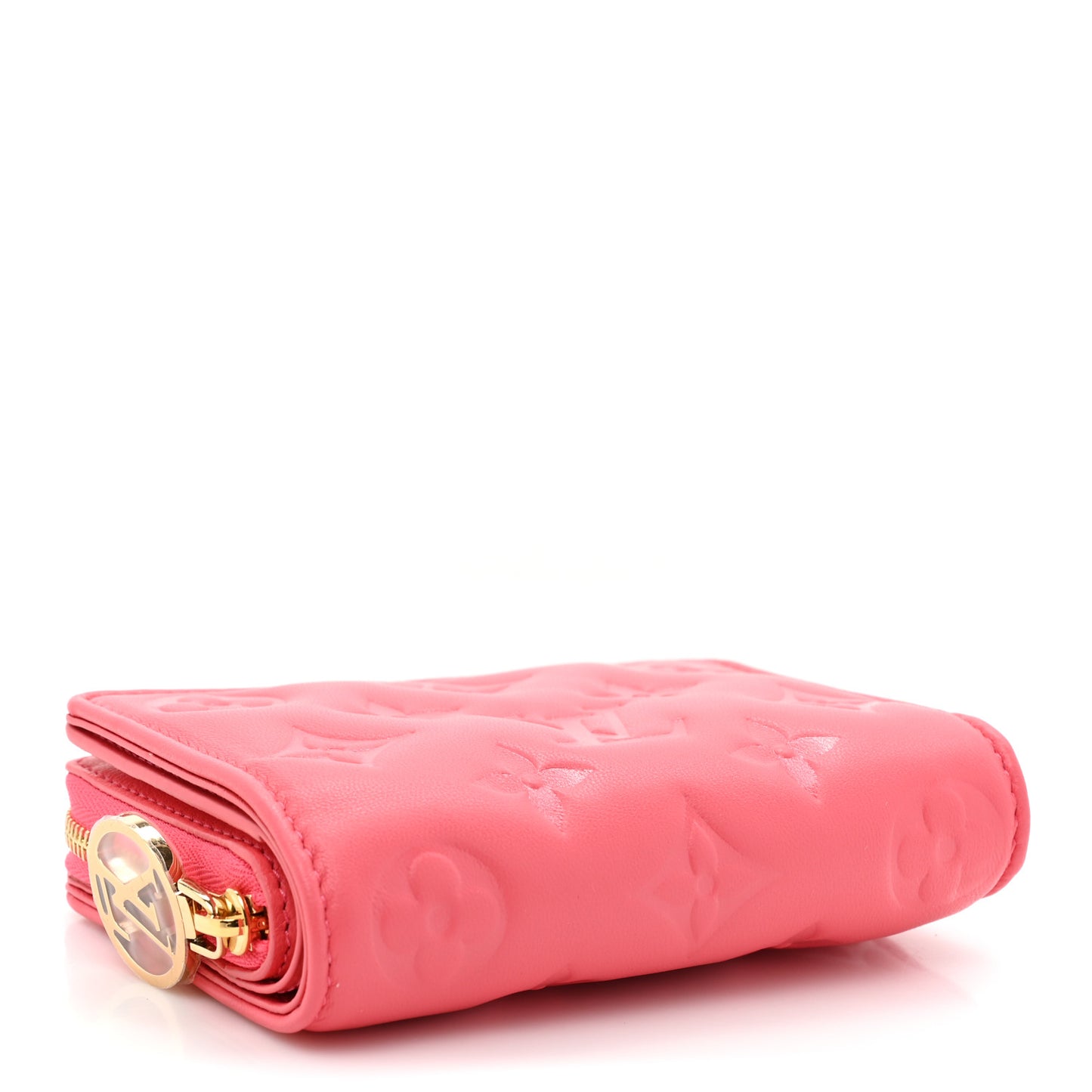Lambskin Embossed Monogram Lou Coussin Wallet Pink