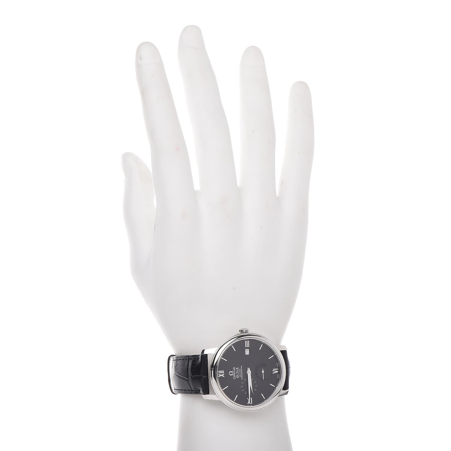 Omega Stainless Steel Alligator 39mm Prestige Co-Axial De Ville Power Reserve Automatic Watch Black 424.13.40.21.01.001 2 of 10
