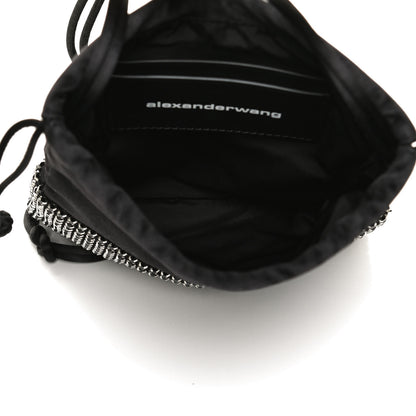 Alexander Wang Satin Crystal Rhinestone Ryan Mini Drawstring Bag Black 5 of 9