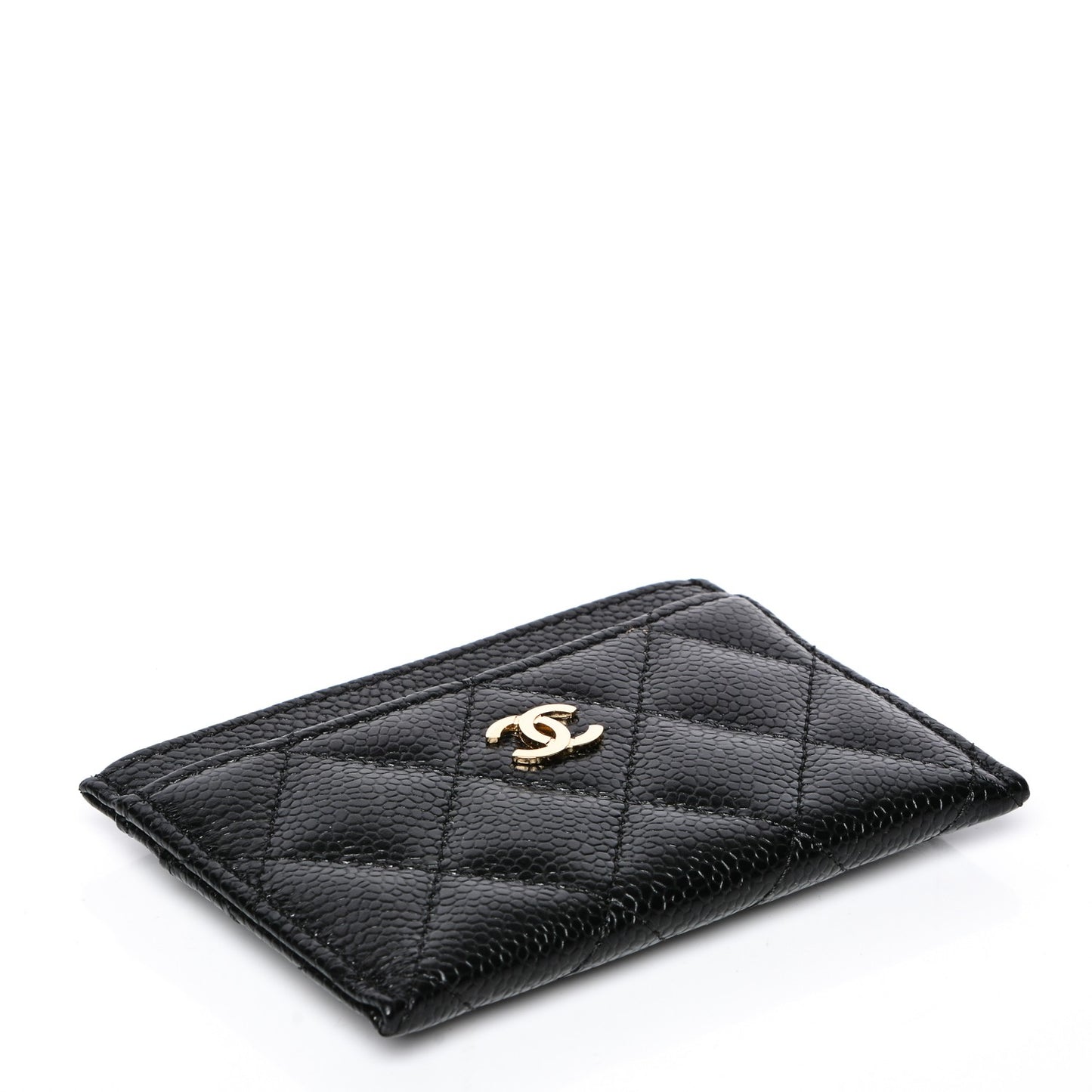 Caviar Quilted Card Holder Black