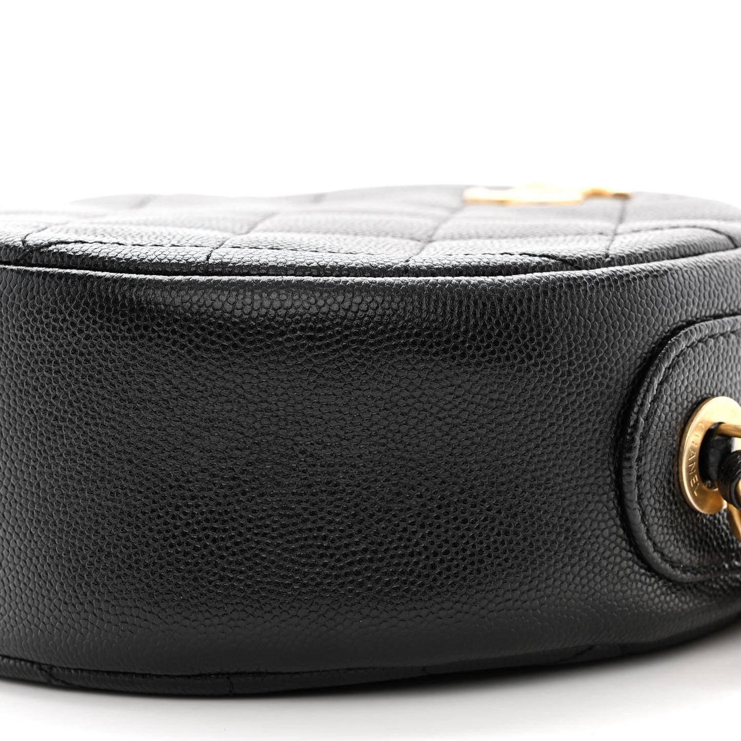 Caviar Quilted Small Round Bag With Chain Black