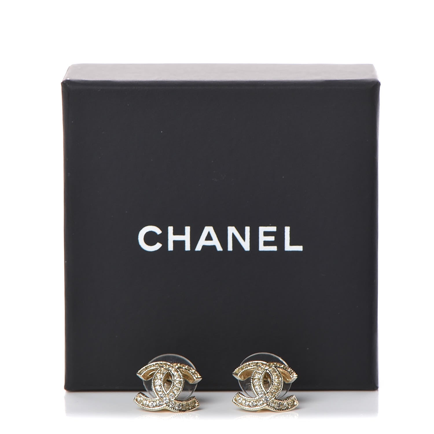 Chanel Crystal CC Earrings Light Gold 5 of 5