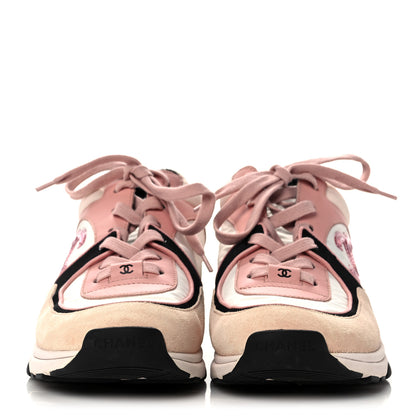 Chanel Nylon Lambskin Suede Calfskin CC Sneakers 40 Pink White Black 2 of 6