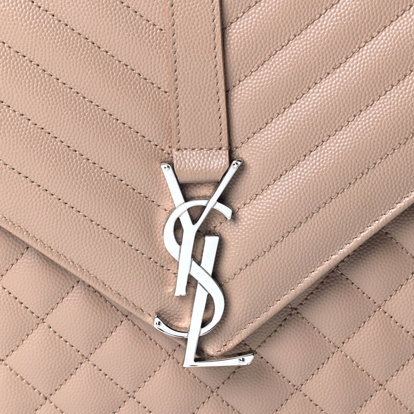 Grain De Poudre Mixed Matelasse Large Triquilt Monogram Satchel Nude Powder