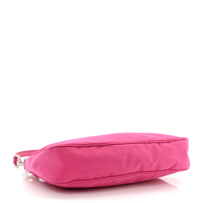 Prada Tessuto Nylon Saffiano Barrel Pochette Pink 3 of 7