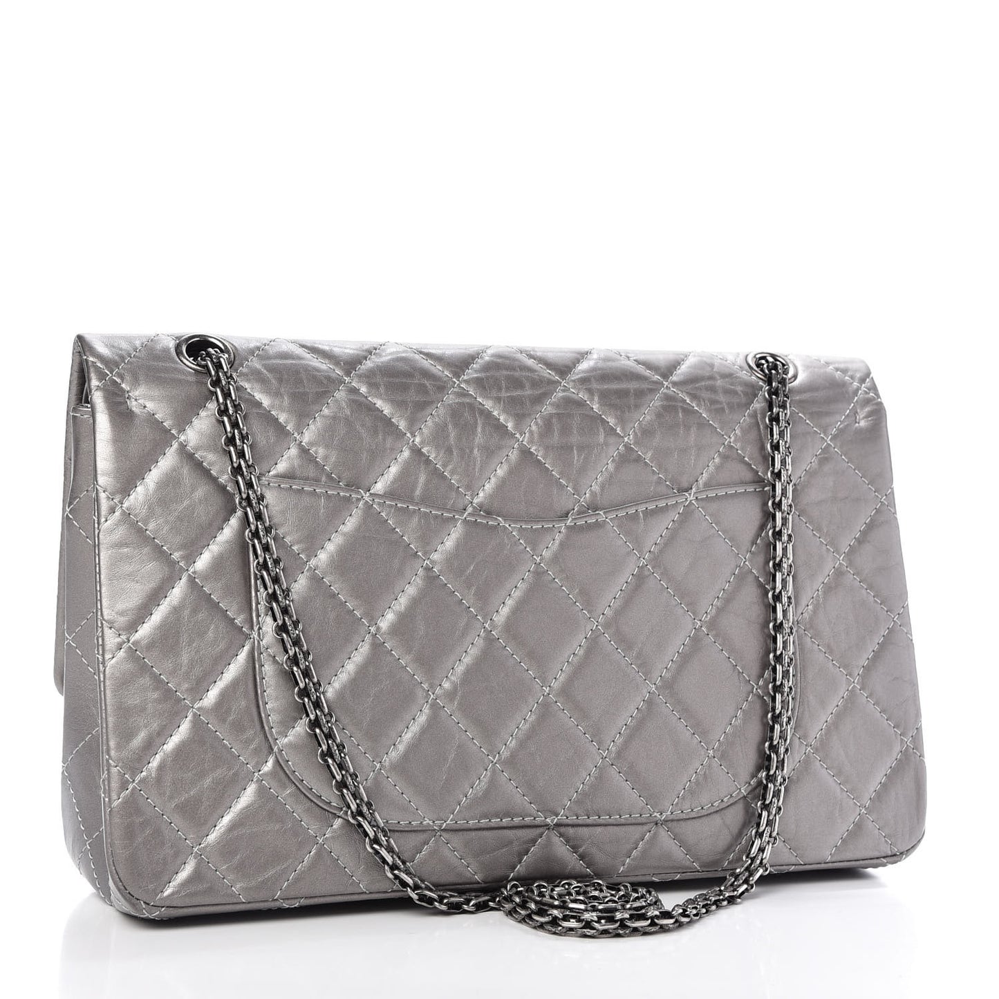 Metallic Aged Calfskin Quilted 2.55 Reissue 227 Flap Grey