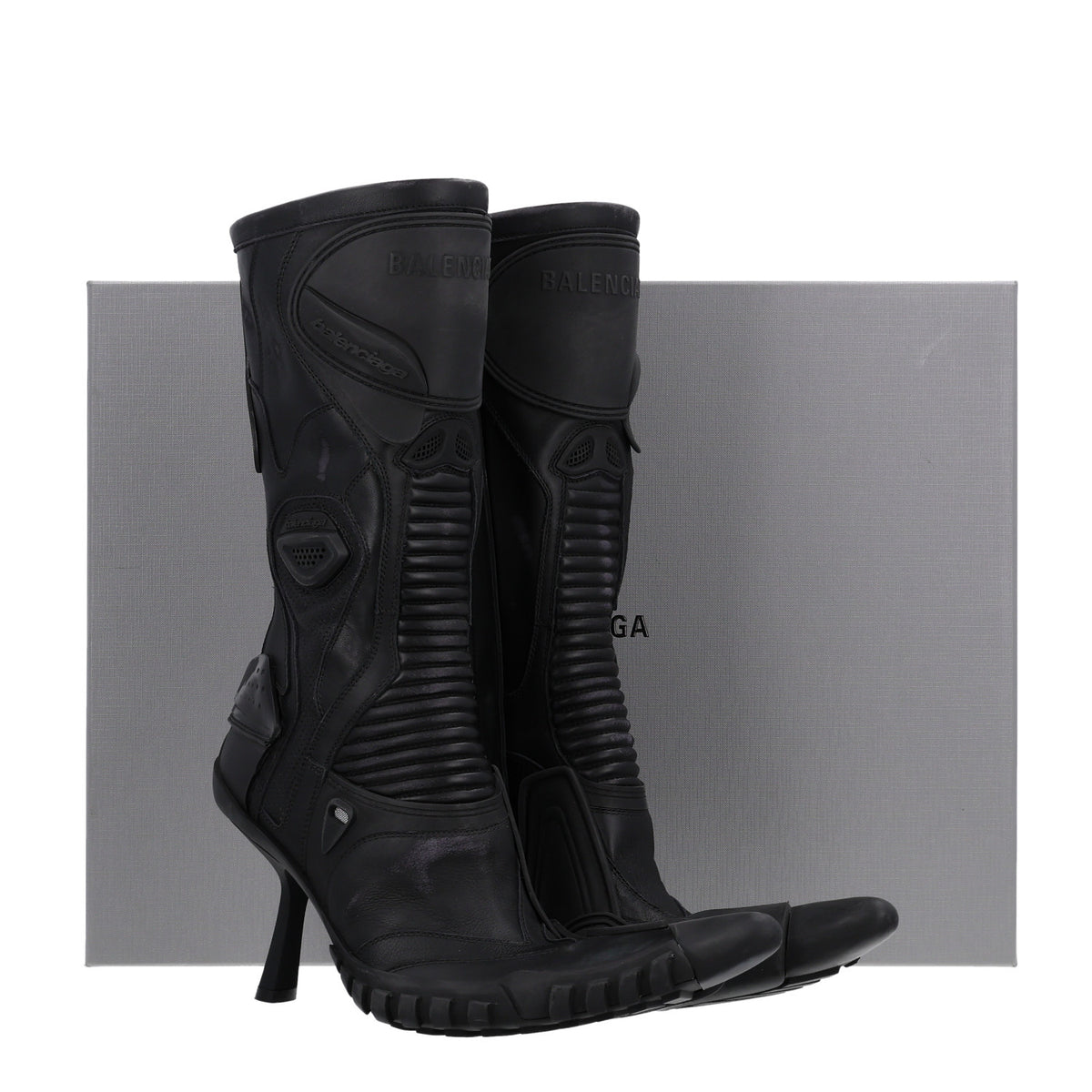 Calfskin Distressed Biker Boots 39 Black