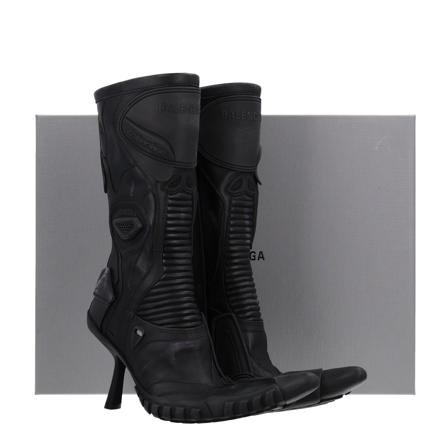 Balenciaga Calfskin Distressed Biker Boots 39 Black 3 of 11