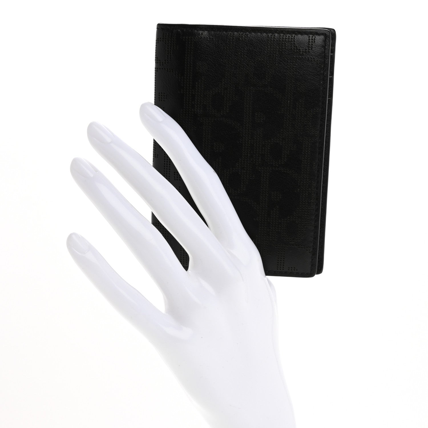 Christian Dior Calfskin Perforated Oblique Bi-Fold Card Holder Black 2 of 8