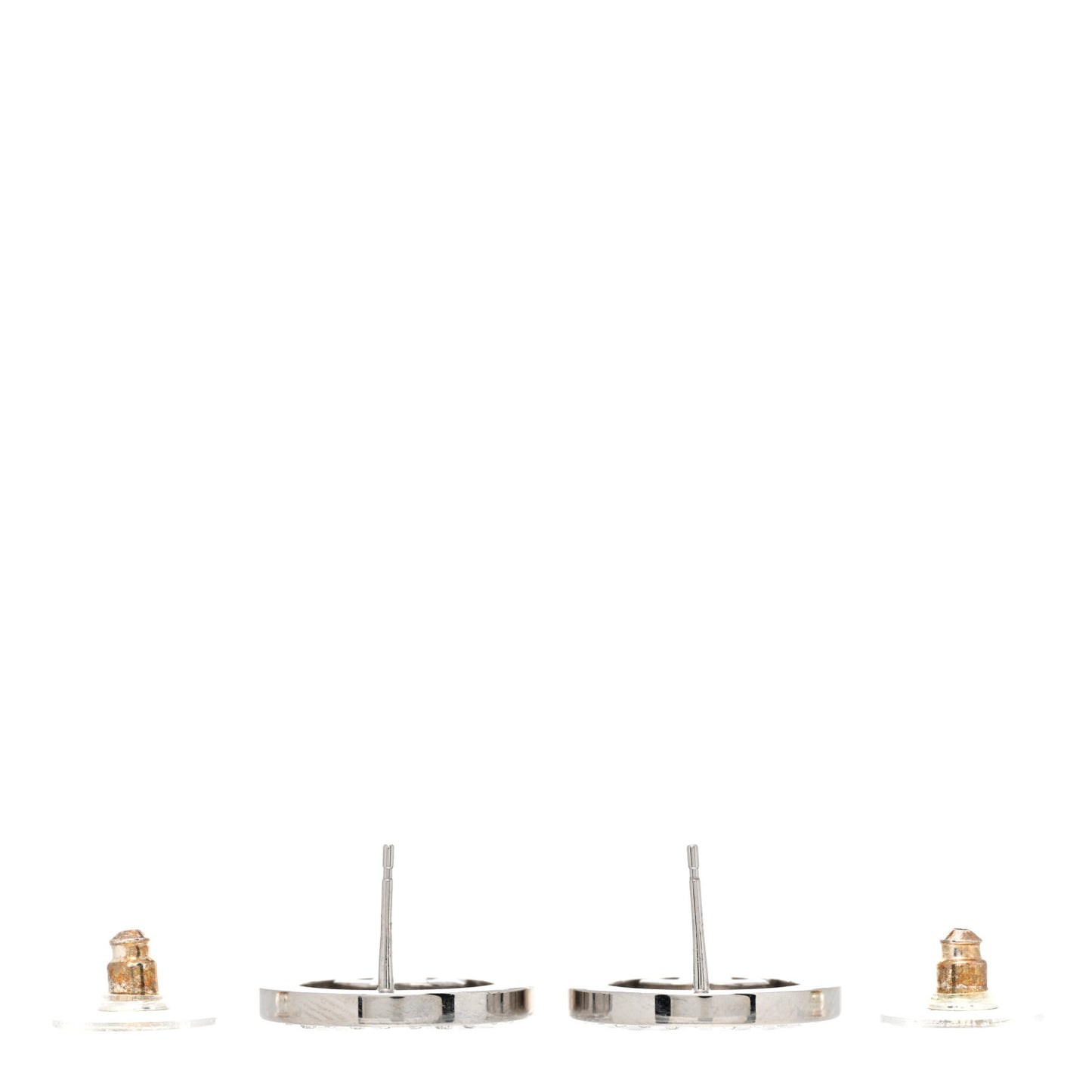 Crystal CC Round Earrings Silver