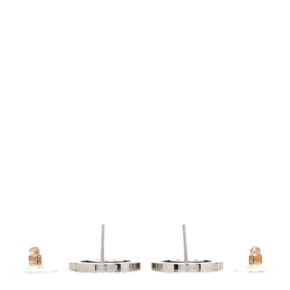 Chanel Crystal CC Round Earrings Silver 3 of 6