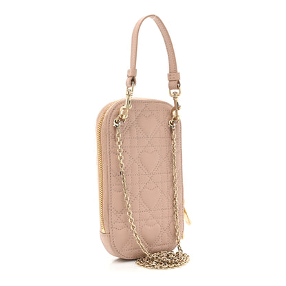 Christian Dior Lambskin Cannage Dioramour Lady Dior Phone Holder Light Pink 3 of 11