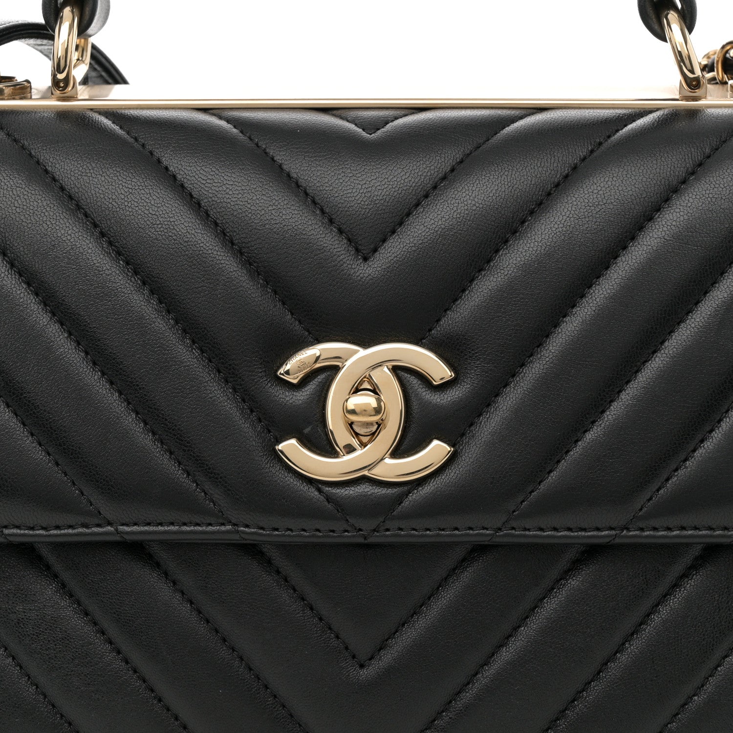 Chanel Lambskin Chevron Quilted Small Trendy CC Dual Handle Flap Bag Black 7 of 11