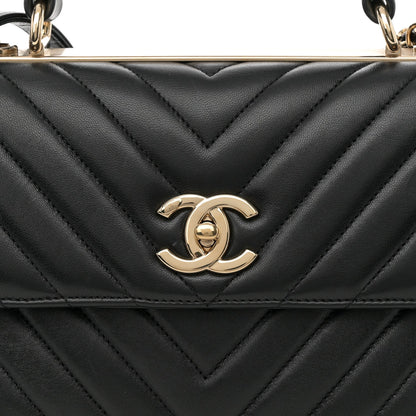 Chanel Lambskin Chevron Quilted Small Trendy CC Dual Handle Flap Bag Black 7 of 11