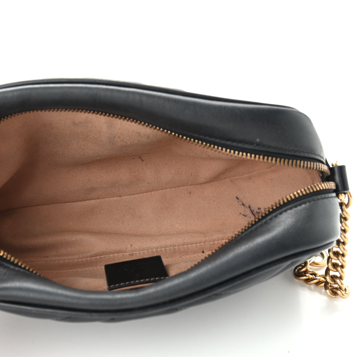 Gucci Calfskin Matelasse Small GG Marmont Chain Shoulder Bag Black 5 of 11