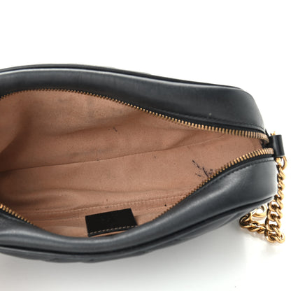 Gucci Calfskin Matelasse Small GG Marmont Chain Shoulder Bag Black 5 of 11