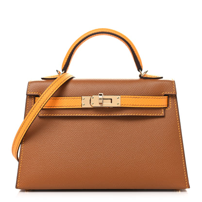 Hermes Epsom Horseshoe Mini Kelly Sellier 20 Gold Jaune D'Or 1 of 11