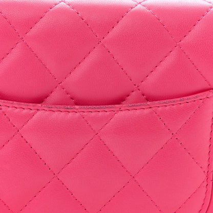 Chanel Lambskin Quilted Wallet On Chain WOC Dark Pink 13 of 13