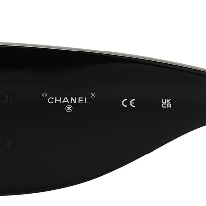 Chanel Acetate CC Logo Square Sunglasses 71628 Black White 5 of 7