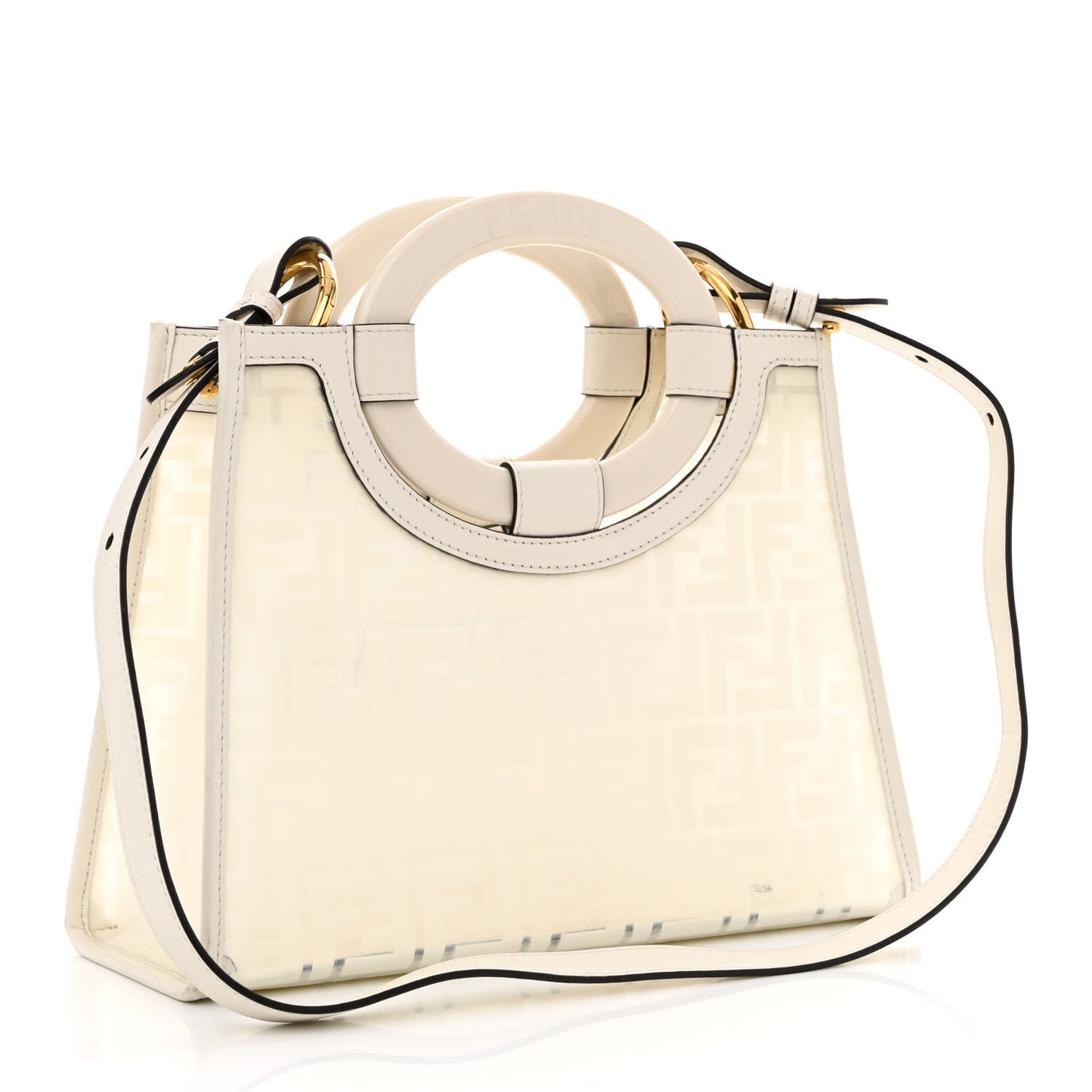 TPU FF Vitello Century Plexiglass Small Runaway Shopper Tote White