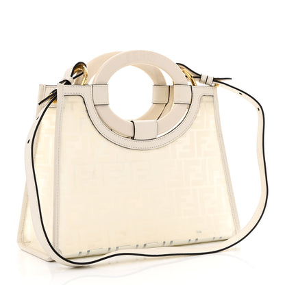 Fendi TPU FF Vitello Century Plexiglass Small Runaway Shopper Tote White 3 of 15