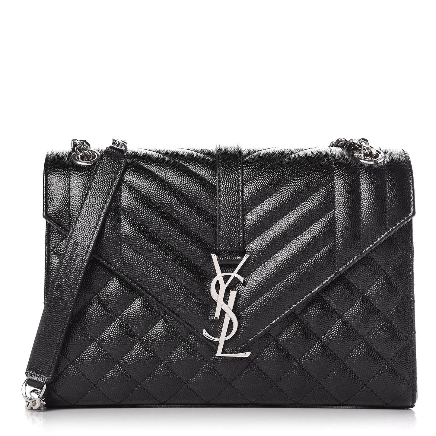 Grain De Poudre Textured Mixed Matelasse Triquilt Medium Monogram Satchel Black