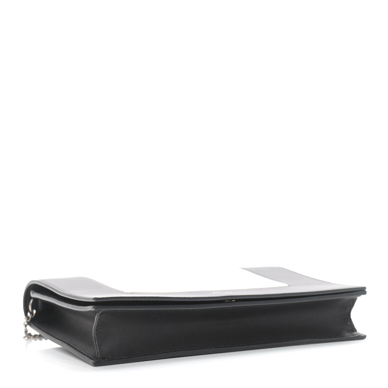 Celine Smooth Lambskin Frame Evening Chain Clutch Black White 4 of 10