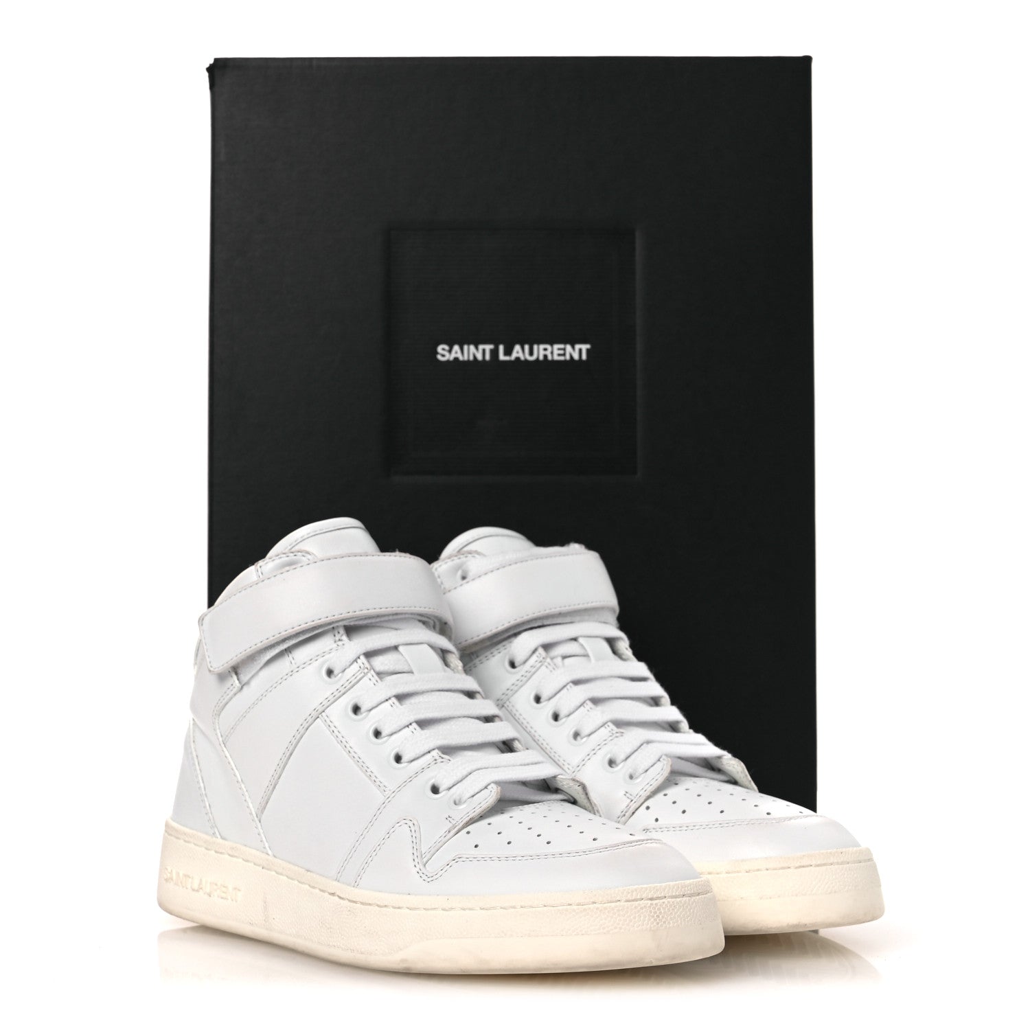 Saint Laurent Calfskin Lax Mid Top Sneakers 39 White 16 of 16