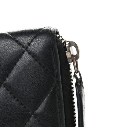 Chanel Lambskin Quilted Large Gusset Zip Around Wallet Black 10 of 11