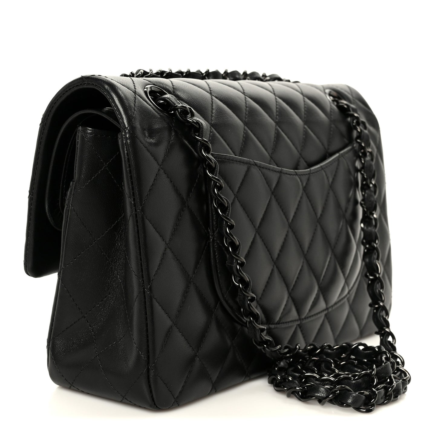 Lambskin Quilted Medium Double Flap So Black