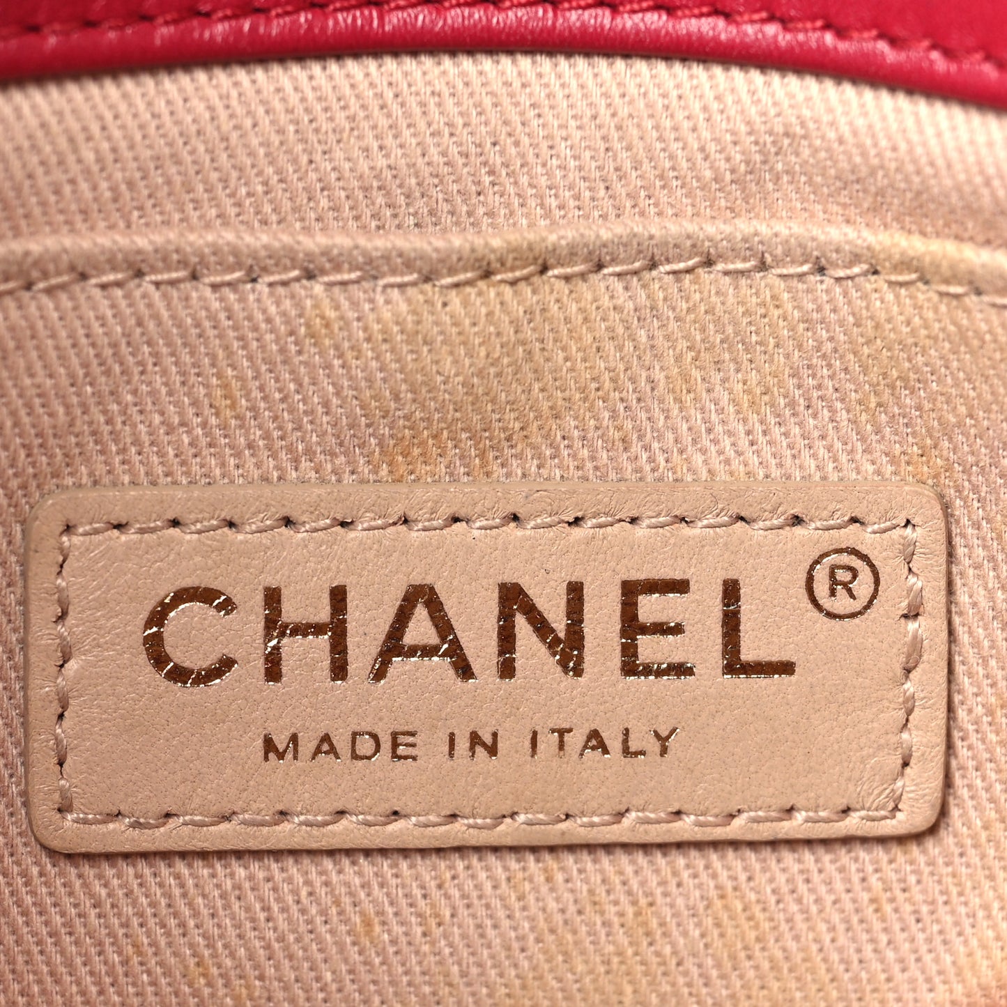 Calfskin Chevron Stitched Coco Waist Bag Red