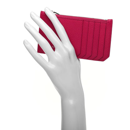 Saint Laurent Grained Calfskin 5 Fragments Zip Pouch Card Holder Bubblegum 2 of 8