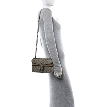 Gucci GG Supreme Monogram Suede Crystal Small Dionysus Shoulder Bag Beige Ebony Taupe 2 of 10
