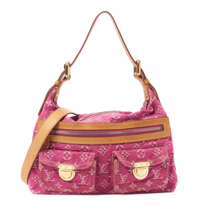 Louis Vuitton Monogram Denim Baggy PM Long Strap Fuchsia 1 of 7