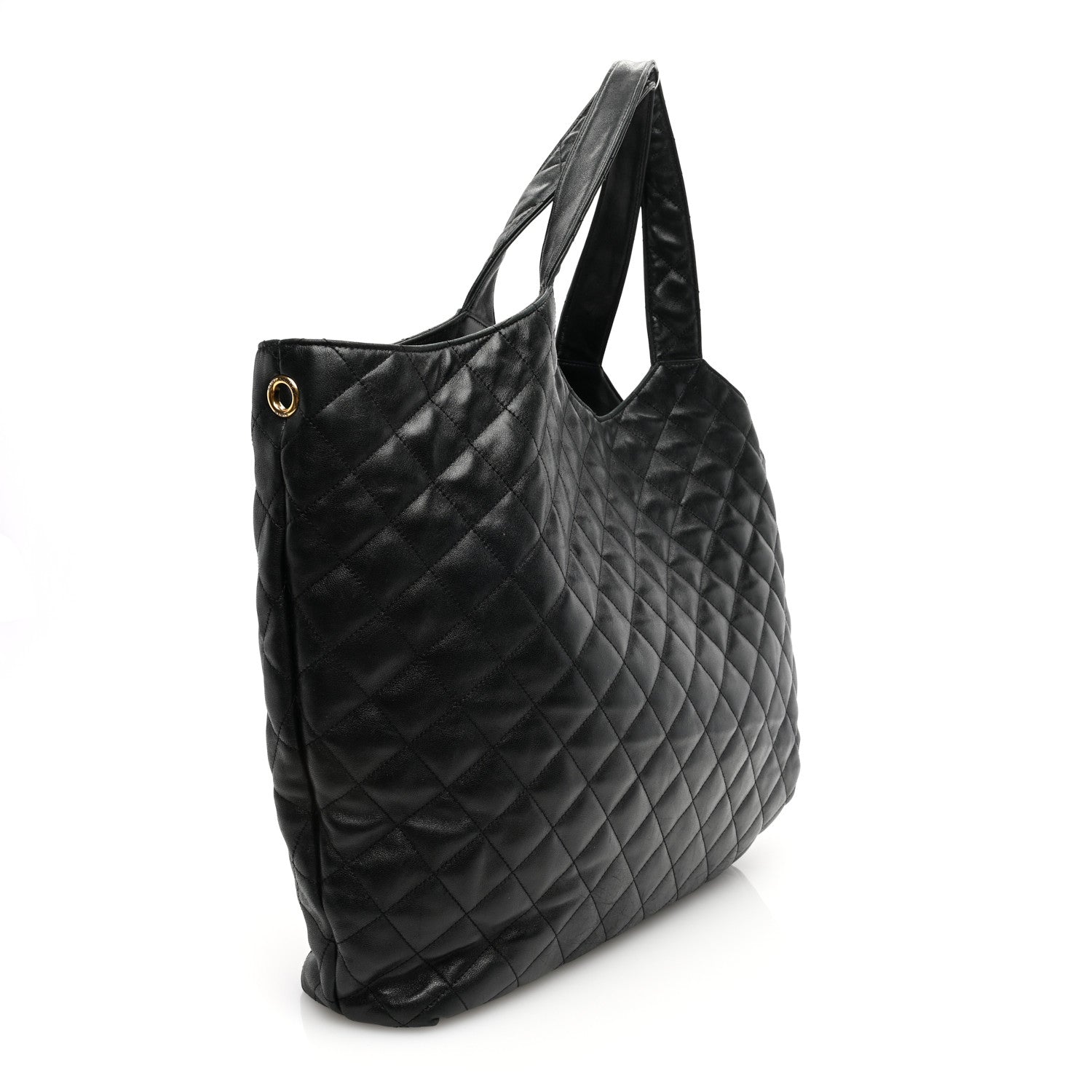 Saint Laurent Lambskin Quilted Maxi Icare Shopping Tote Black 4 of 10