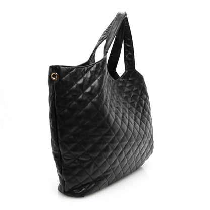 Saint Laurent Lambskin Quilted Maxi Icare Shopping Tote Black 4 of 10