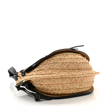 Loewe Calfskin Raffia Gate Crossbody Bag Natural Black 4 of 11
