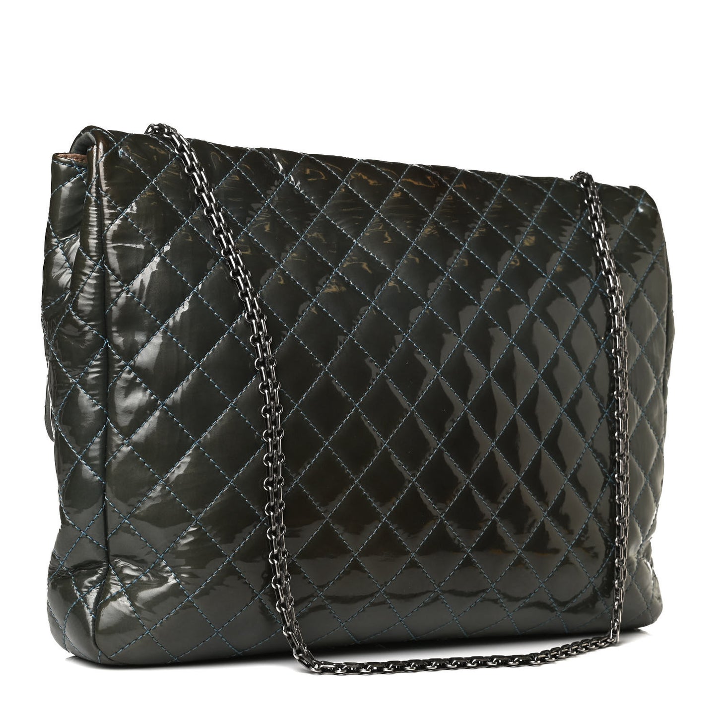 Patent Quilted Reissue XL Maxi Flap Grey