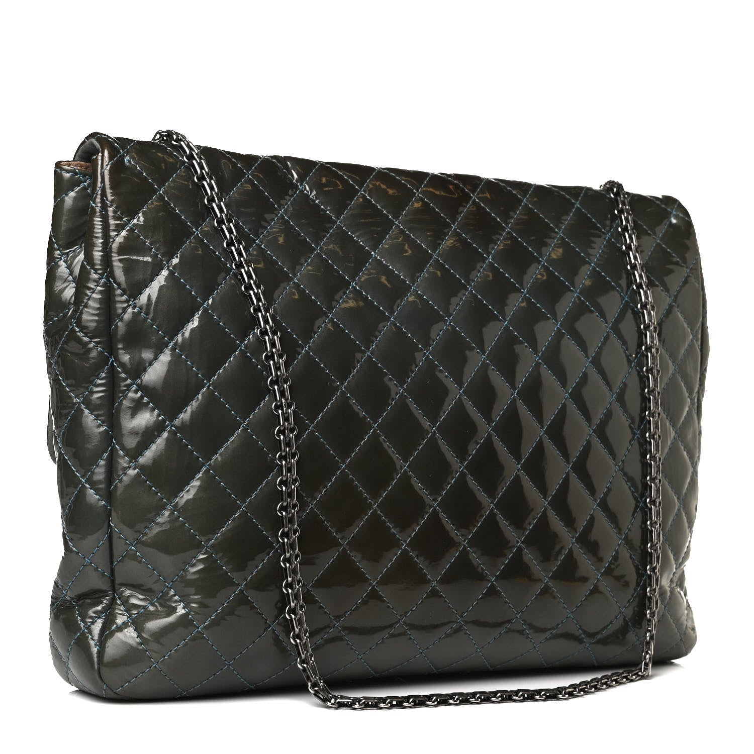 Chanel Patent Quilted Reissue XL Maxi Flap Grey 3 of 17