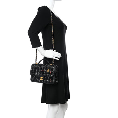 Chanel Tweed School Memory Small Top Handle Flap Black White 2 of 11
