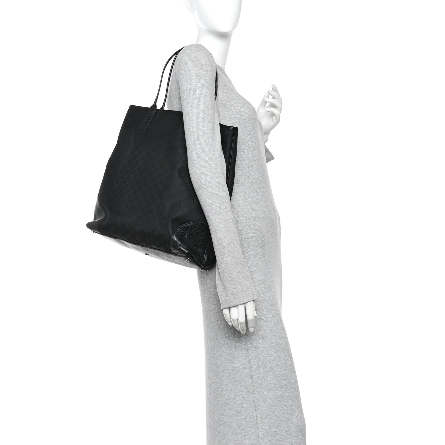 Canvas Monogram Shopping Tote Black