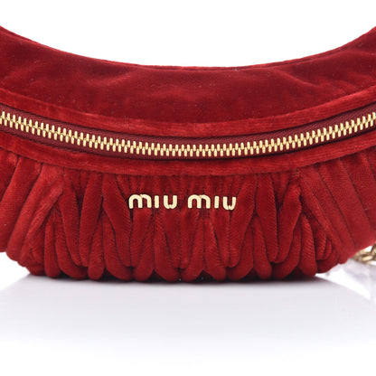 Miu Miu Velluto Matelasse Rider Belt Bag Cherry 12 of 12