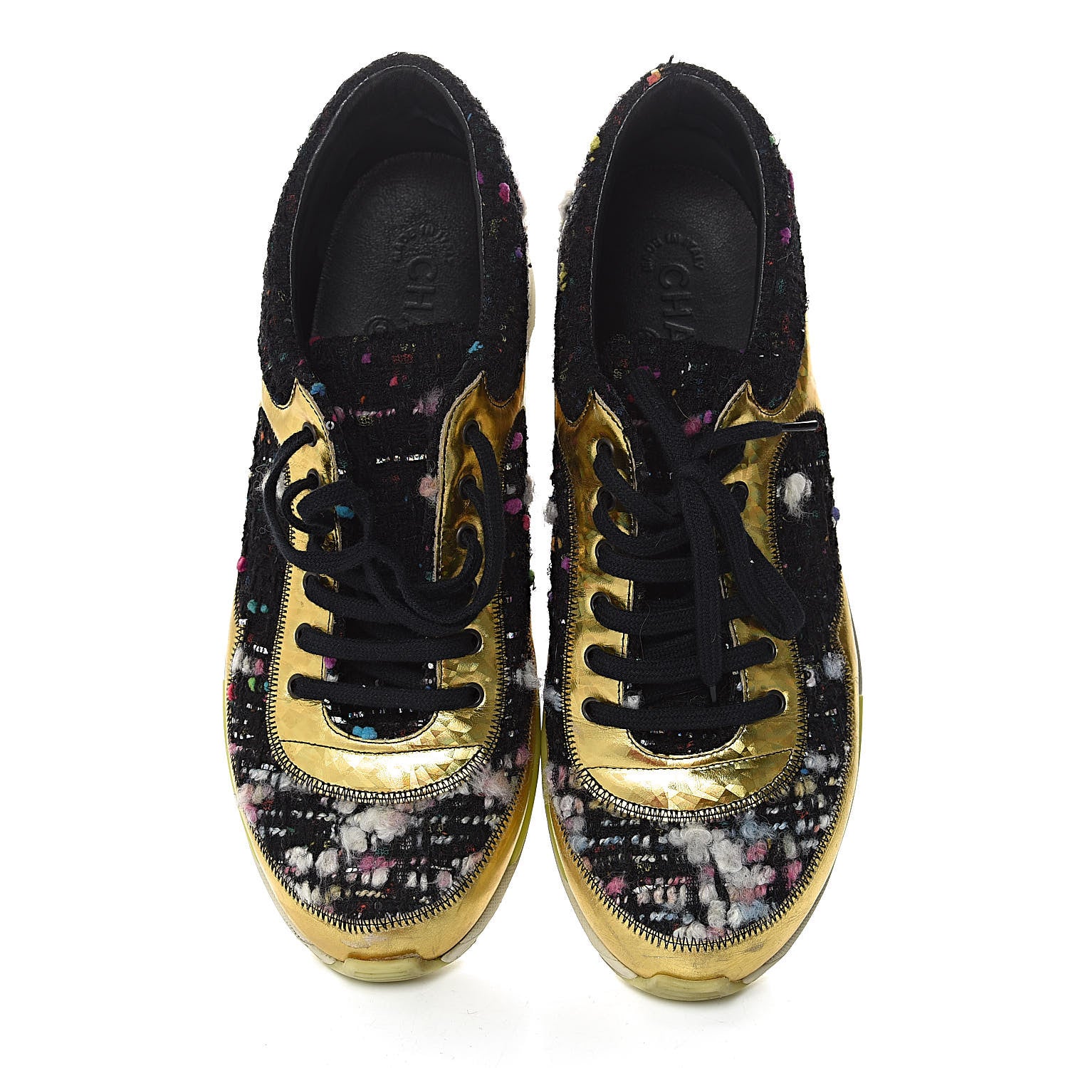 Chanel Tweed Lambskin Runway Sneakers 39 Black Multicolor 13 of 13