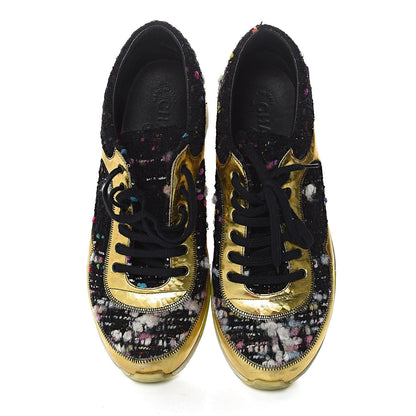 Chanel Tweed Lambskin Runway Sneakers 39 Black Multicolor 13 of 13