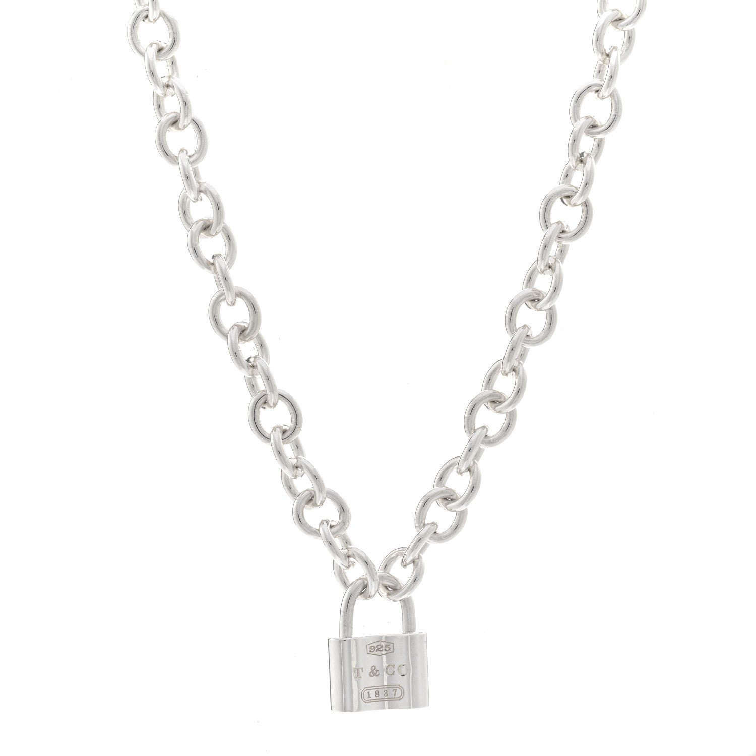 Tiffany Sterling Silver 1837 Lock Charm Necklace 1 of 4