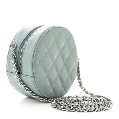 Chanel Caviar Quilted Round Clutch With Chain Light Blue 3 of 10