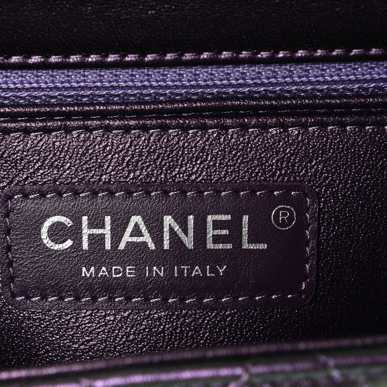 Chanel Iridescent Lambskin Quilted Mini Square Flap Dark Purple 6 of 9