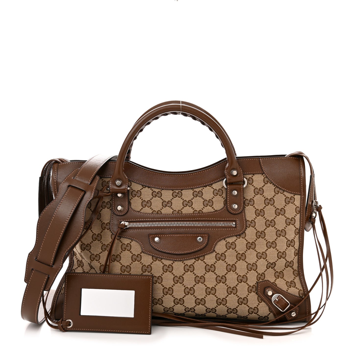 X GUCCI GG Monogram Azalea Calfskin Neo Classic Silver Hardware Medium City Beige Ebony Brown Sugar